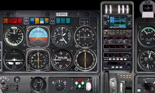 Cockpit Socata Trinidad TB-20 mit Rundinstrumenten